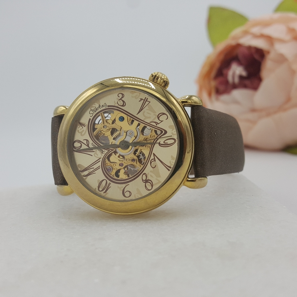 ✔️Stührling Women's Cupid II Gold Open Heart Watch